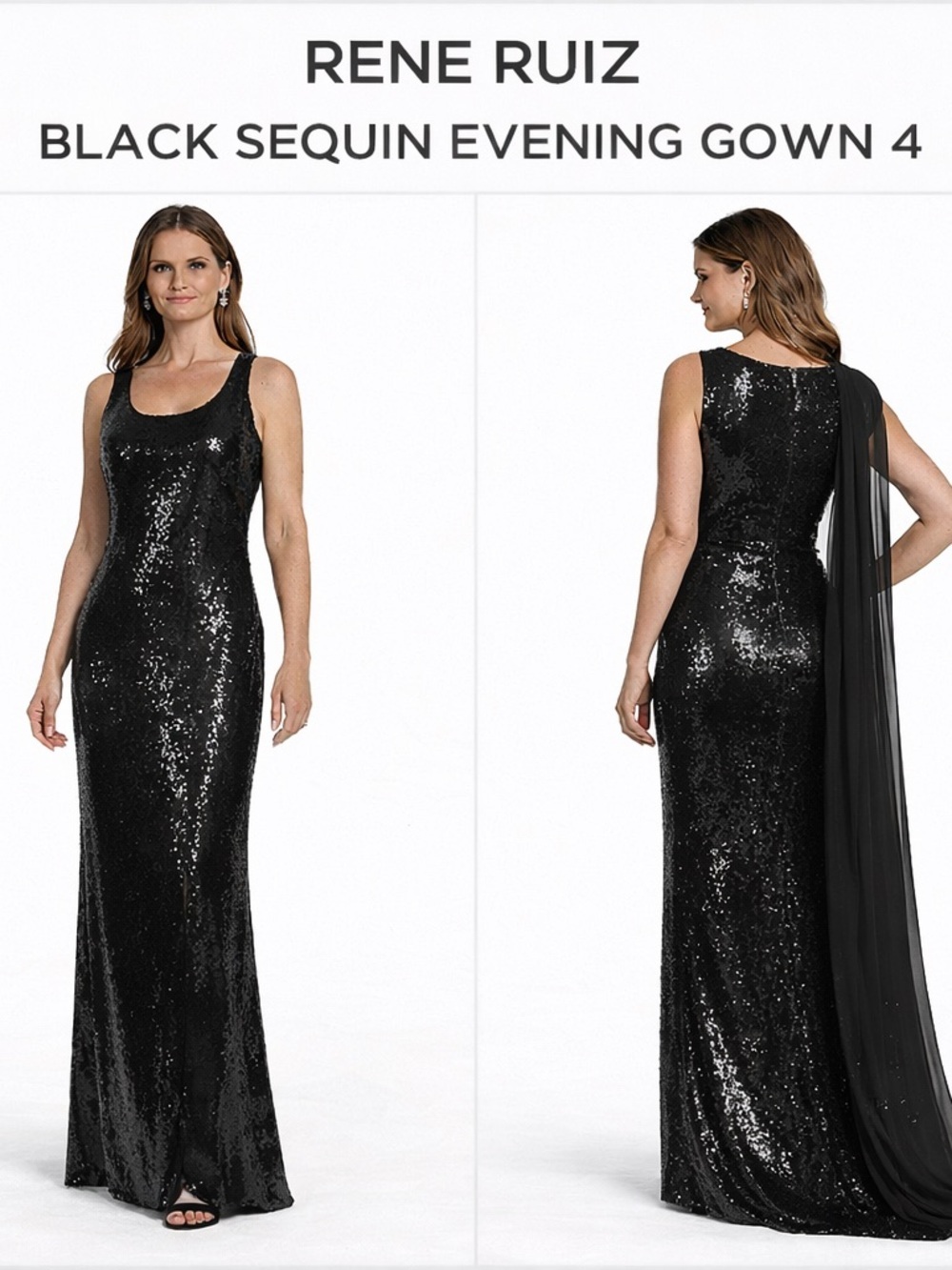 RENE RUIZ BLACK SEQUIN MAXI GOWN 4